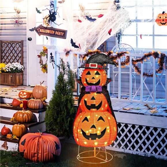 3.5FT Light Up Halloween Decoration, 60 LED Collapsible...